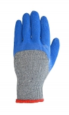 Перчатки плотные х/б серые синий вспененный облив